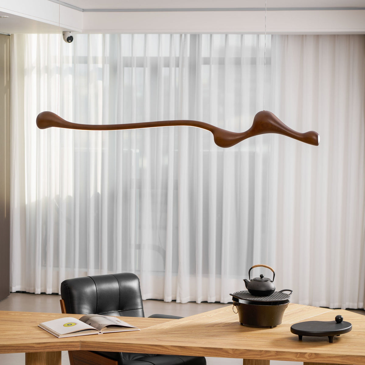 Curva Sculptural Wood LED Pendant Light - product view 52