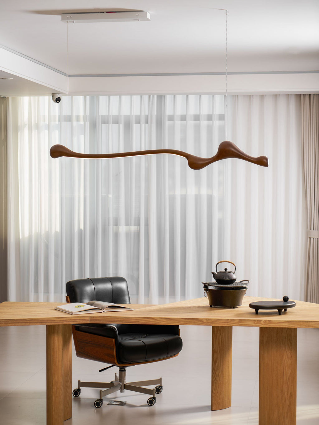 Curva Sculptural Wood LED Pendant Light - product view 53