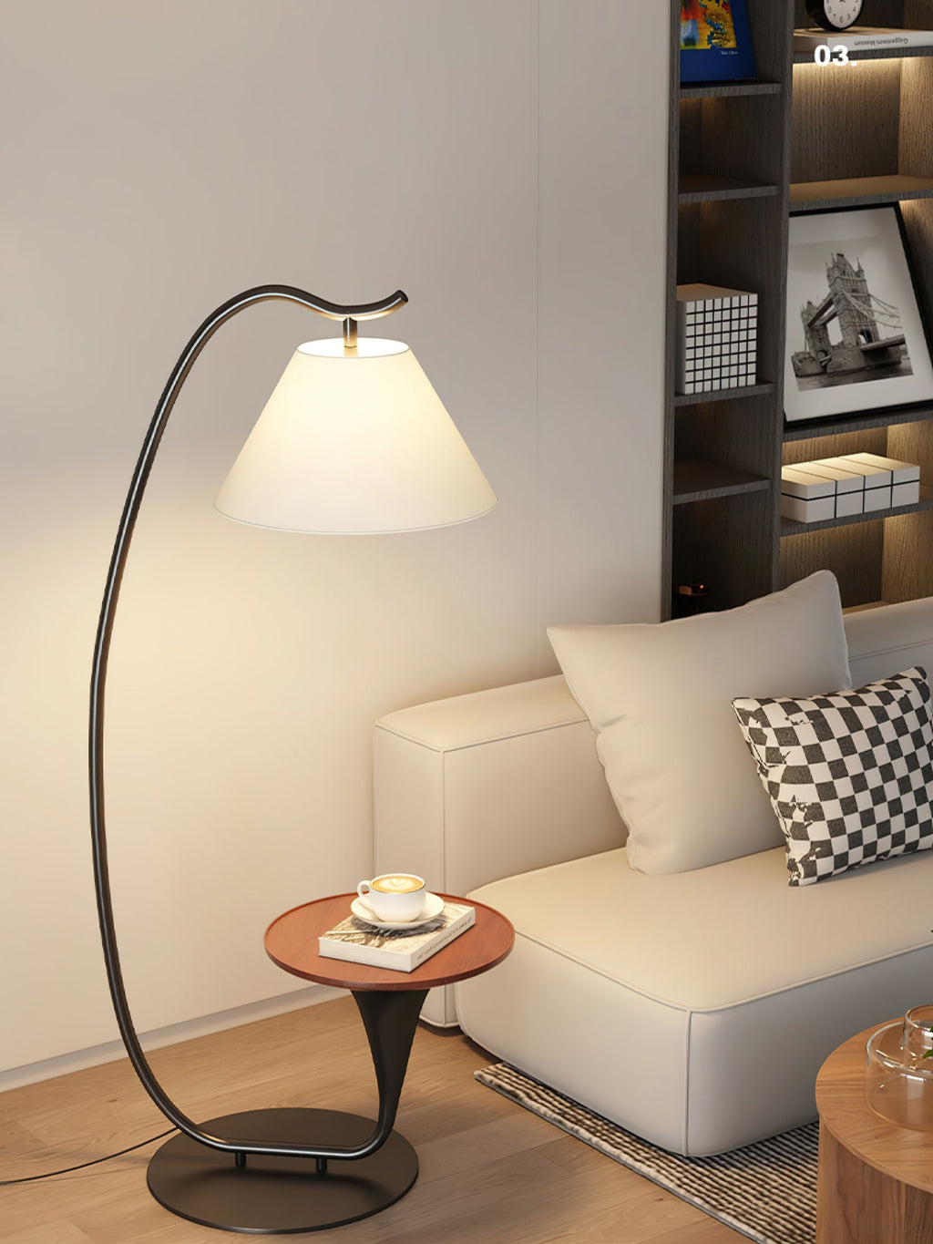 Curvature Floor Lamp with Side Table - product view 10
