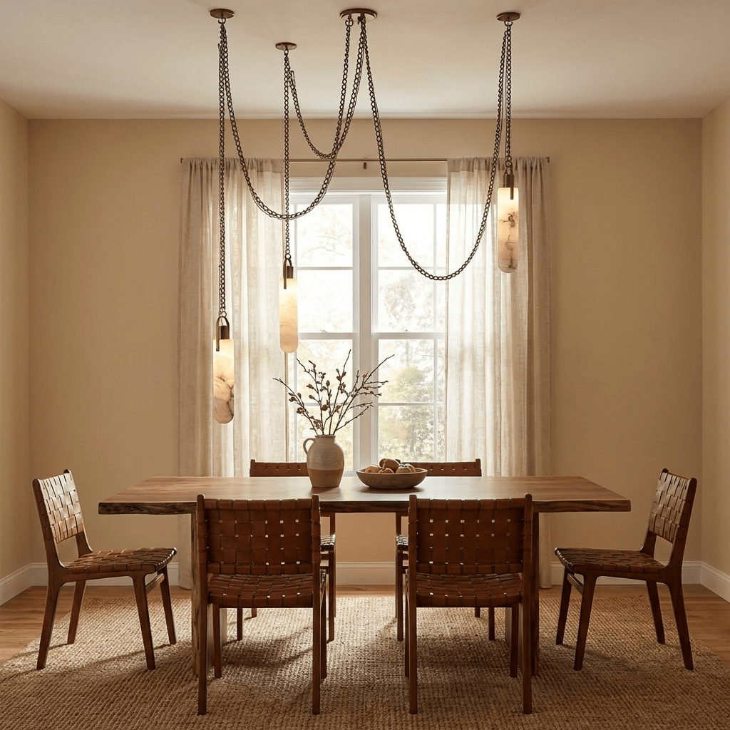 Cylindrical Cluster Alabaster LED Chandelier – chandelier product view 3