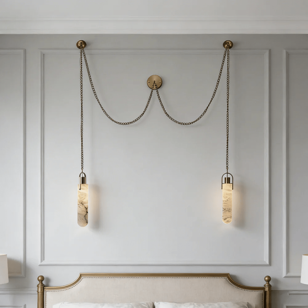 Cylindrical Cluster Alabaster LED Chandelier – chandelier product view 6
