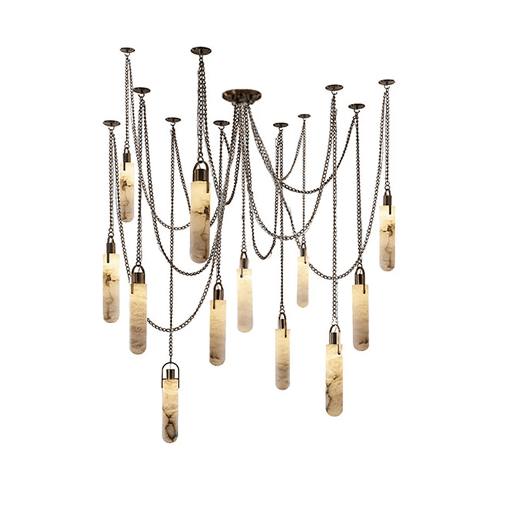 Cylindrical Cluster Alabaster LED Chandelier – chandelier product view 8
