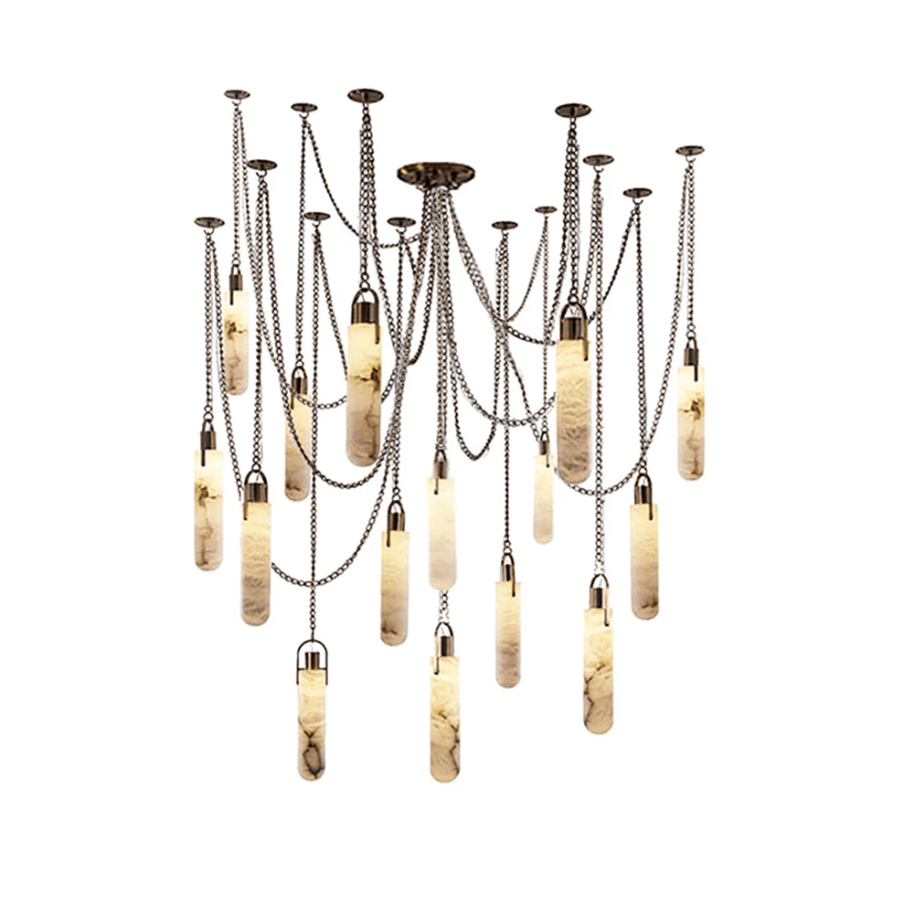 Cylindrical Cluster Alabaster LED Chandelier – chandelier product view 9