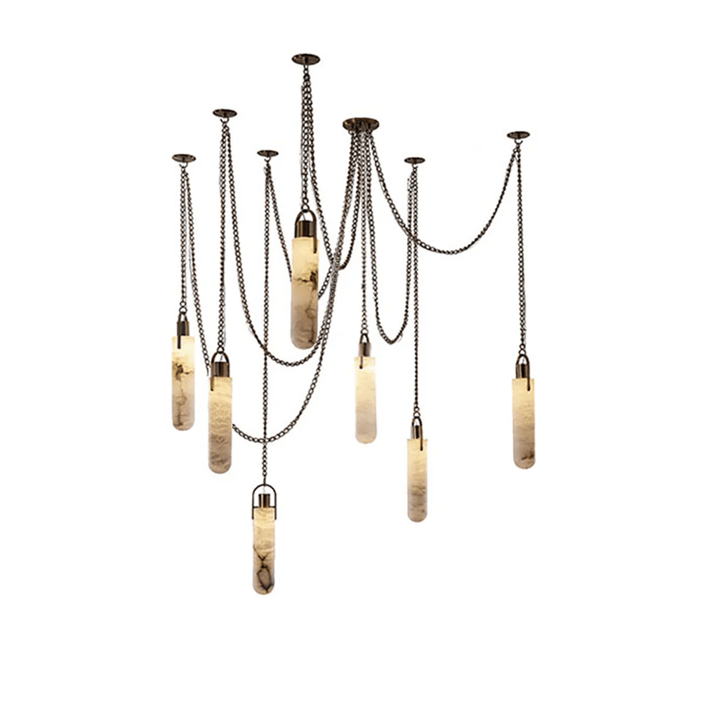 Cylindrical Cluster Alabaster LED Chandelier – chandelier product view 11