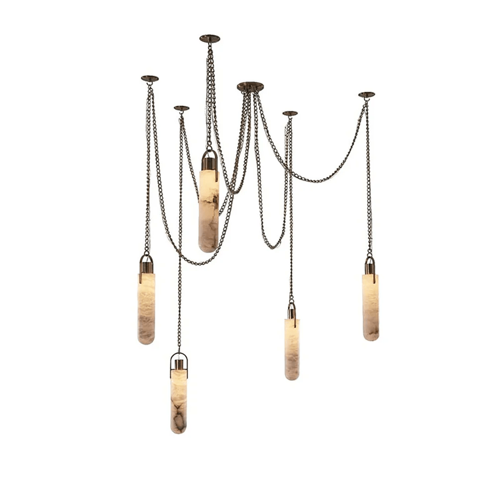Cylindrical Cluster Alabaster LED Chandelier – chandelier product view 15