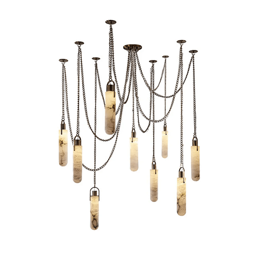 Cylindrical Cluster Alabaster LED Chandelier – chandelier product view 18