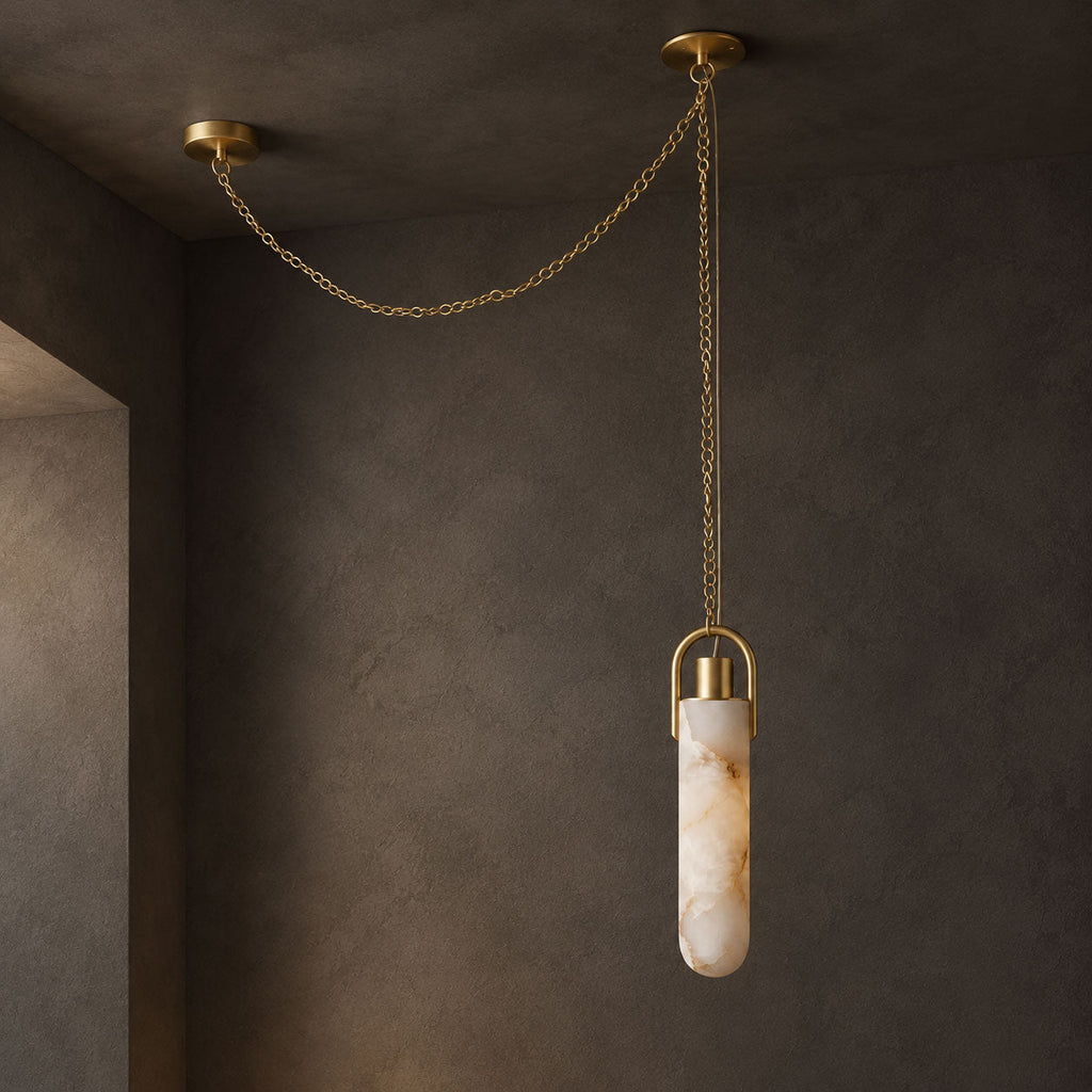 Cylindrical Cluster Alabaster LED Chandelier – chandelier product view 20