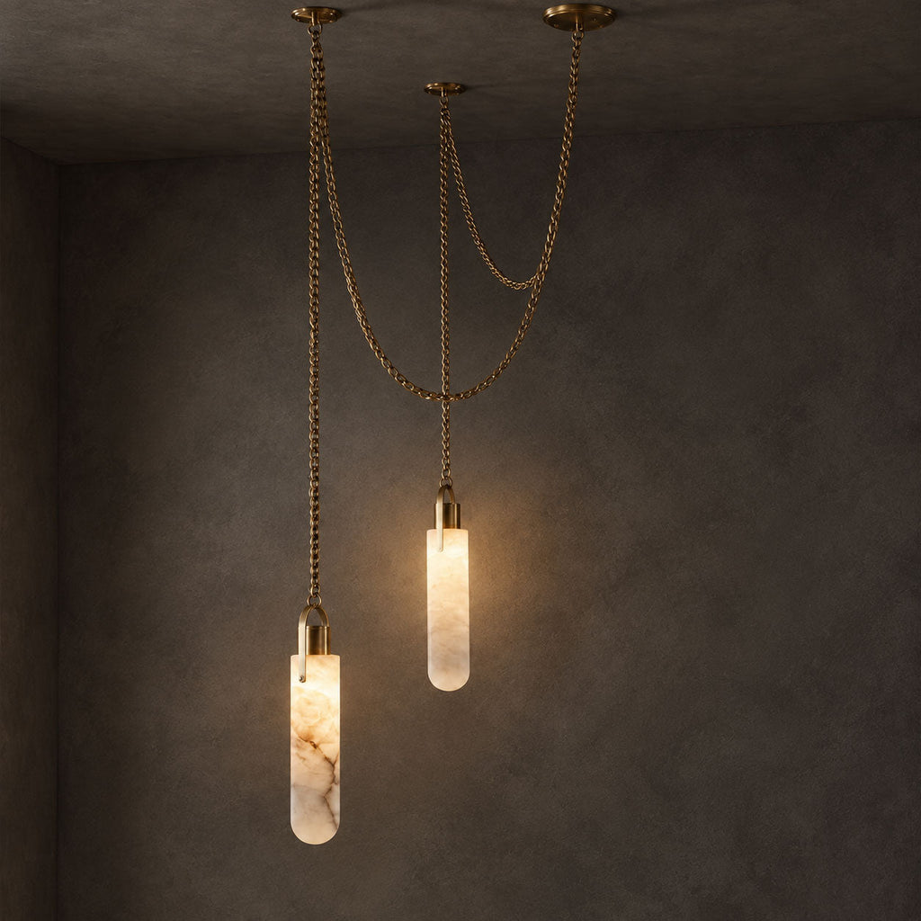 Cylindrical Cluster Alabaster LED Chandelier – chandelier product view 21