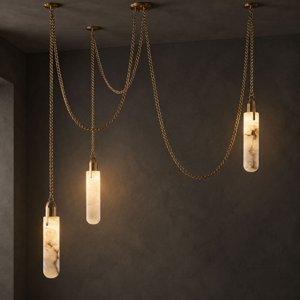 Cylindrical Cluster Alabaster LED Chandelier – chandelier product view 22
