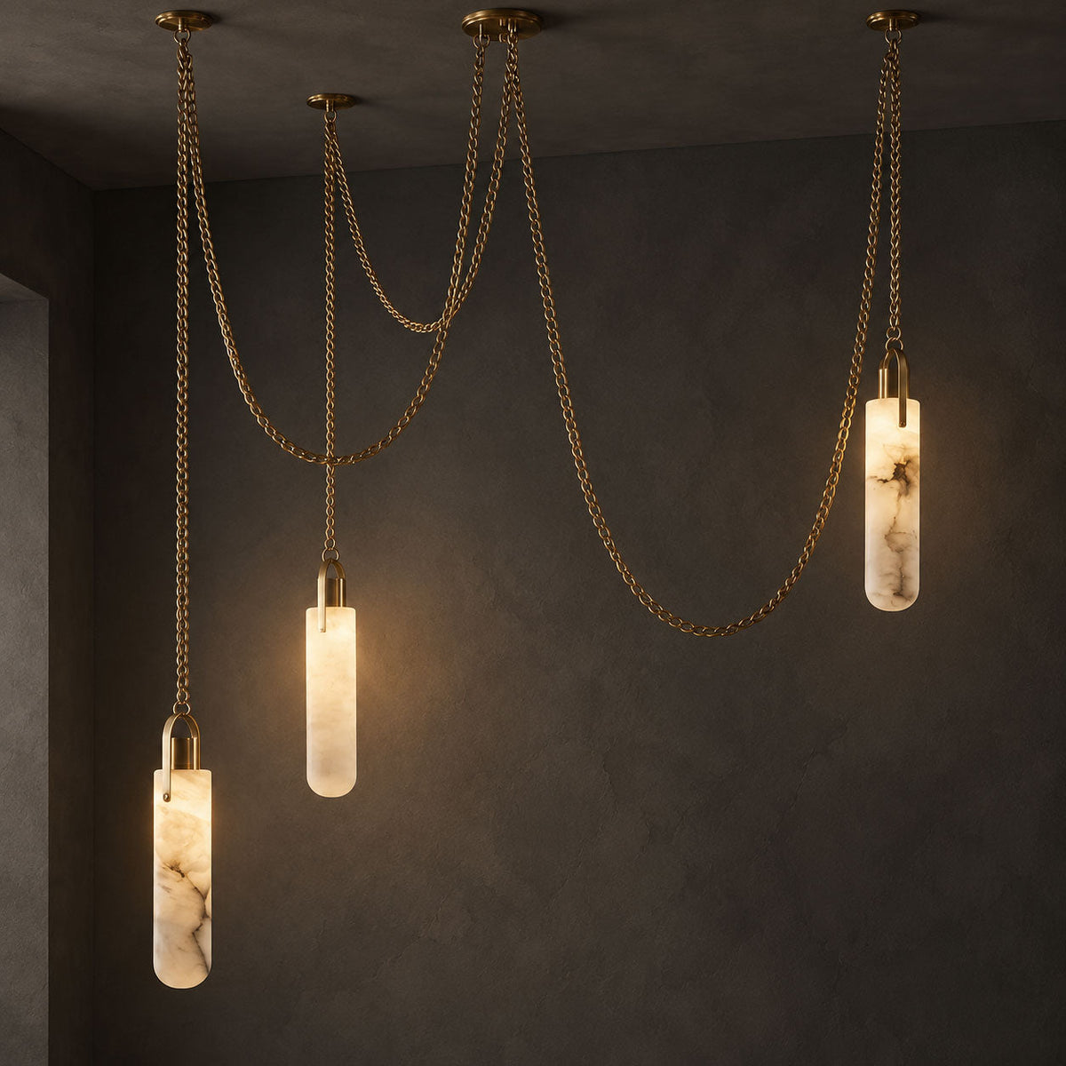 Cylindrical Cluster Alabaster LED Chandelier – chandelier product view 22
