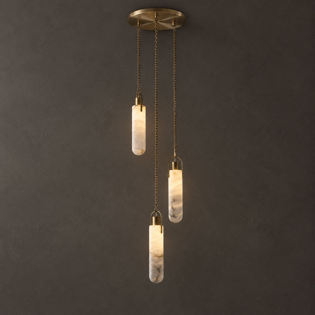 Cylindrical Cluster Alabaster LED Chandelier – chandelier product view 30