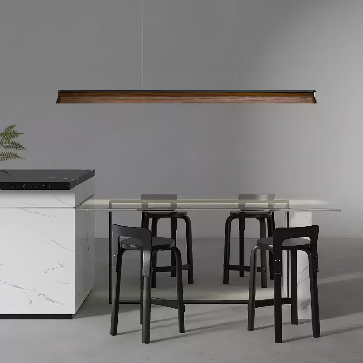 Danqiu Linear Wood LED Chandelier - product view 3