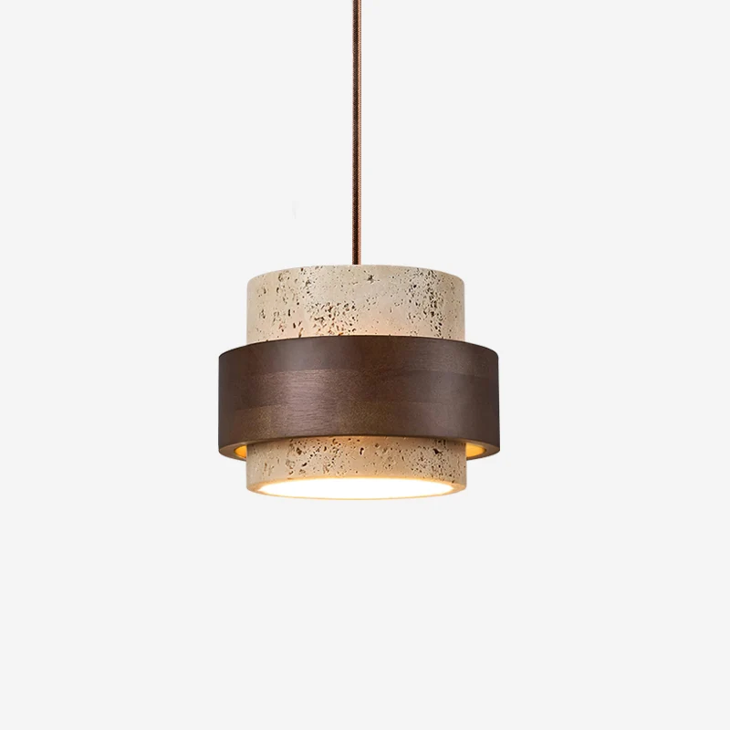 Cole Travertine and Wood Pendant Light