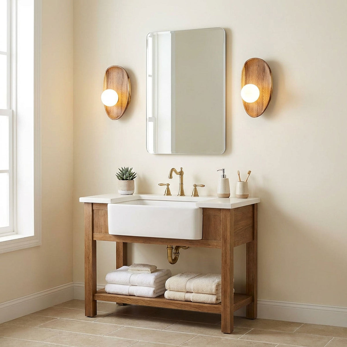 Eivor Wood and Glass Wall Sconce — design detail 6