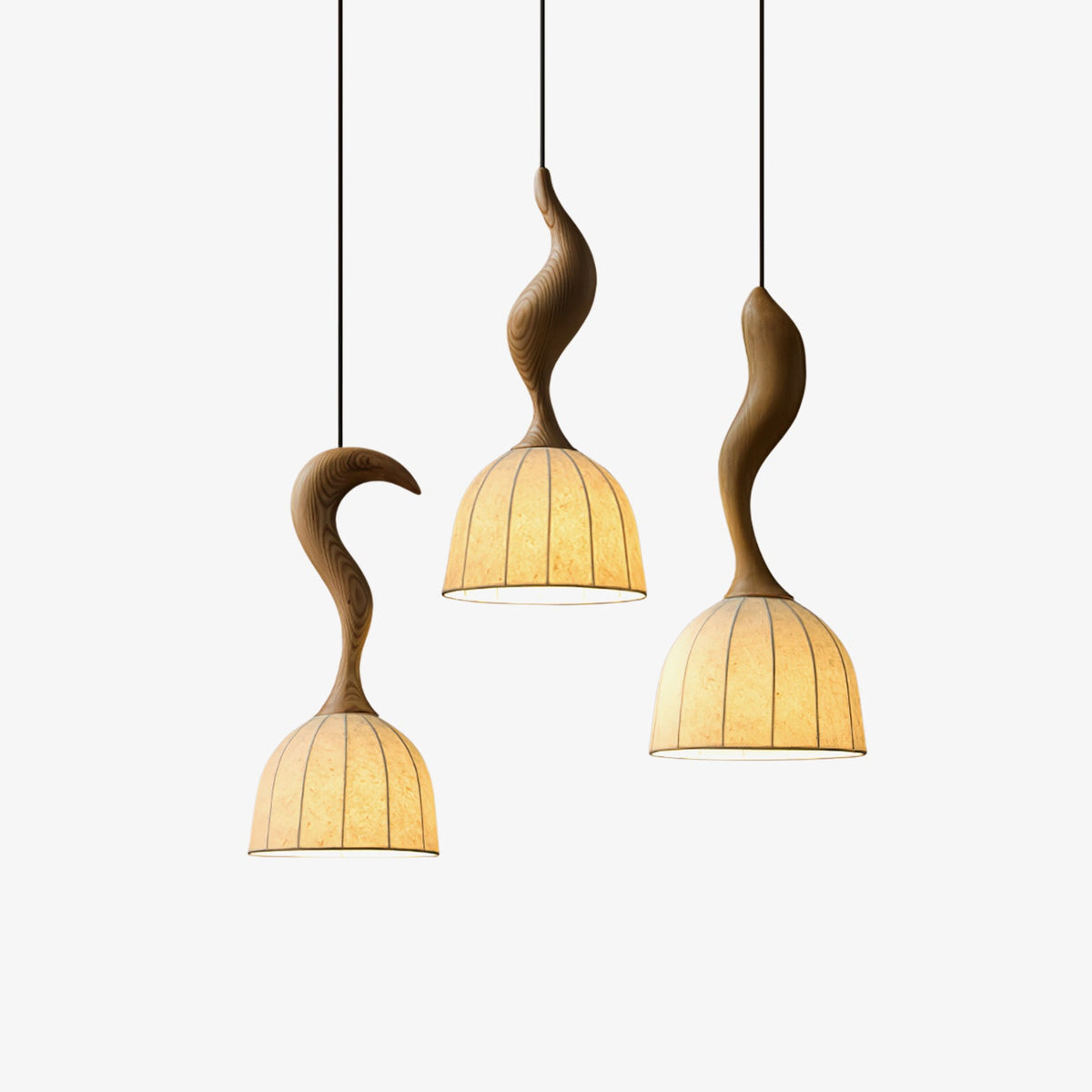 Elowen Twisted Wood Pendant Light — product view