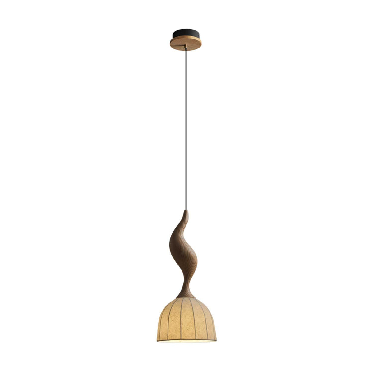 Elowen Twisted Wood Pendant Light — product and interior detail 38