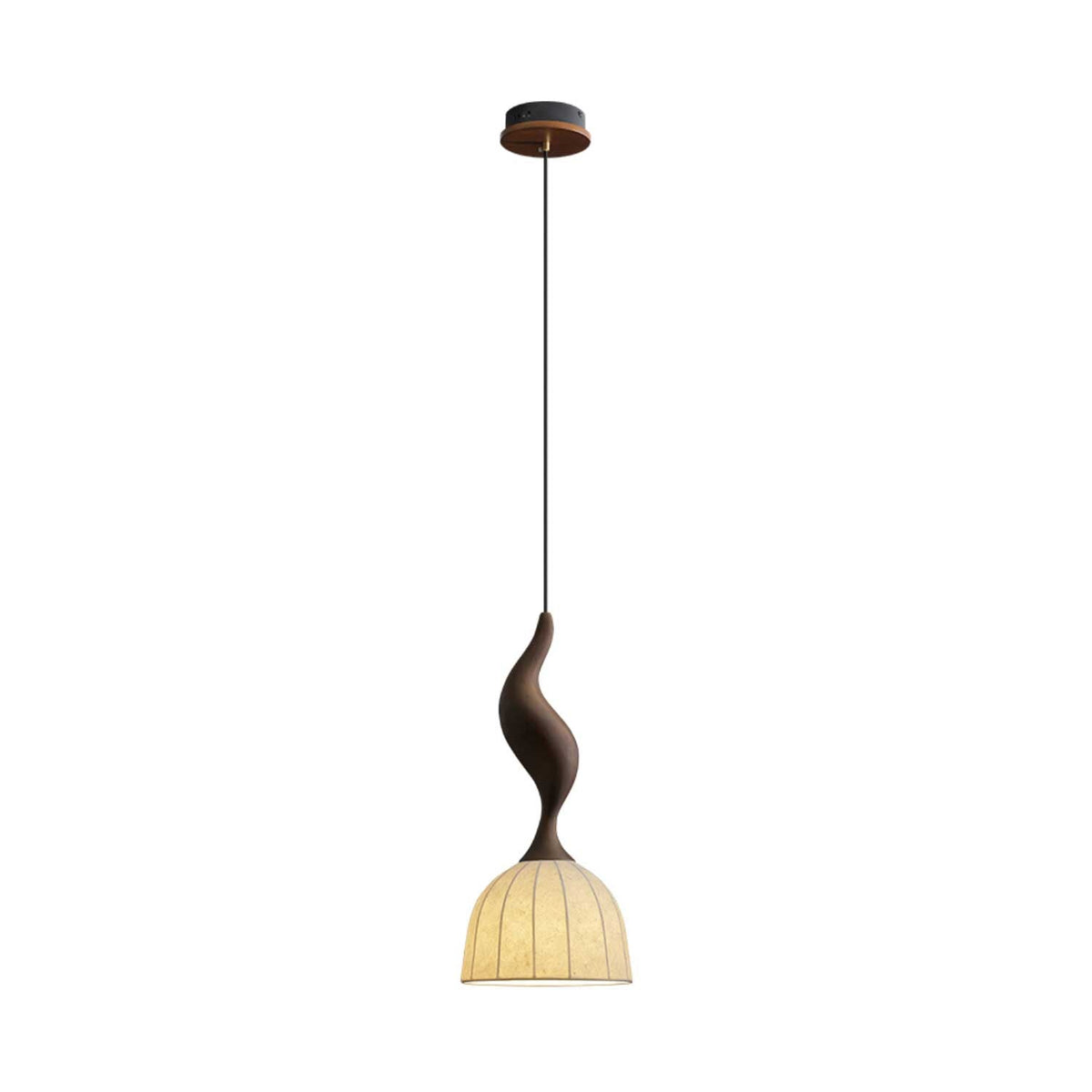 Elowen Twisted Wood Pendant Light — product and interior detail 42