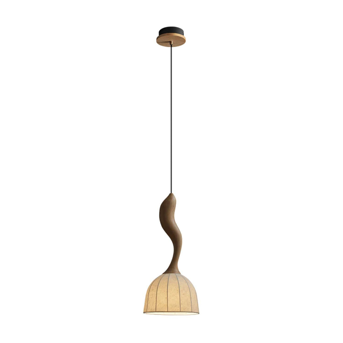 Elowen Twisted Wood Pendant Light — product and interior detail 45