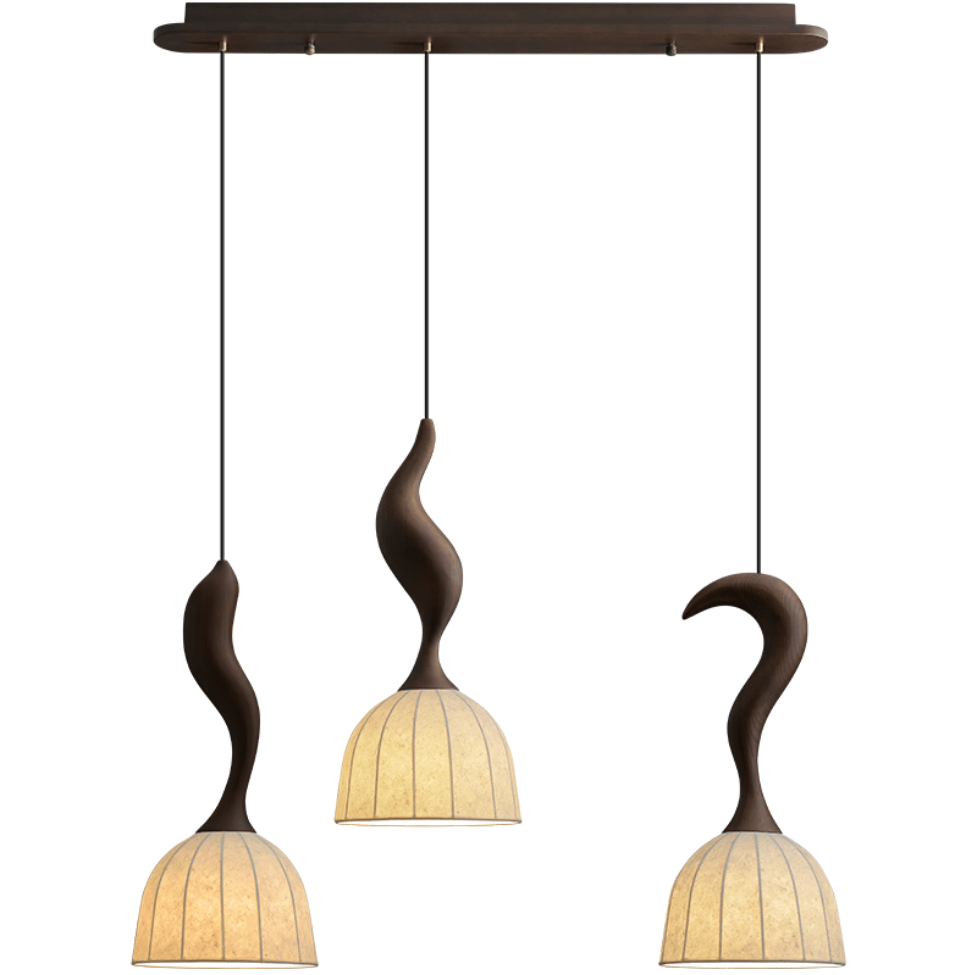 Elowen Twisted Wood Pendant Light — product and interior detail 49