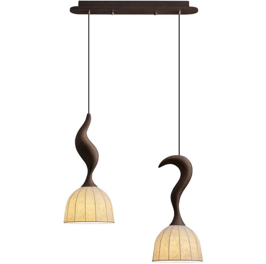 Elowen Twisted Wood Pendant Light — product and interior detail 50