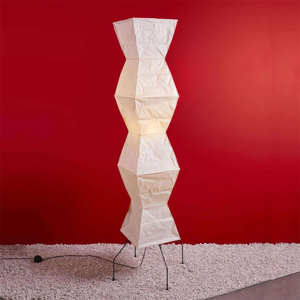 Elune Tall Paper Lantern Floor Lamp — Black & White