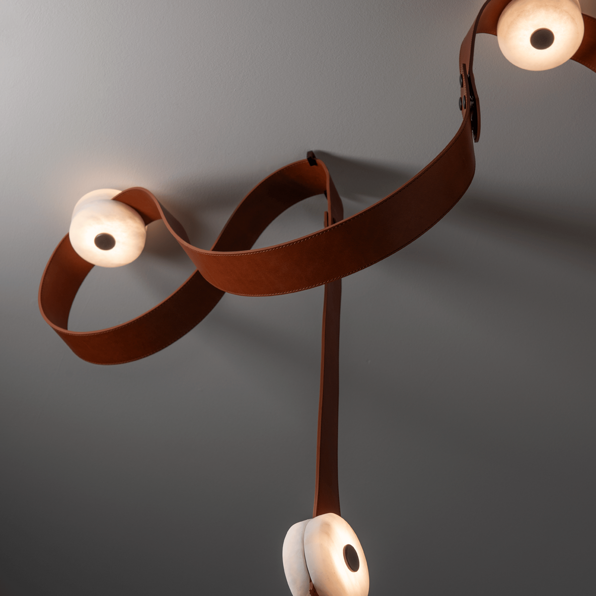 Elvar Leather & Alabaster Floor-to-Ceiling Lamp — product, finish and specification view 5