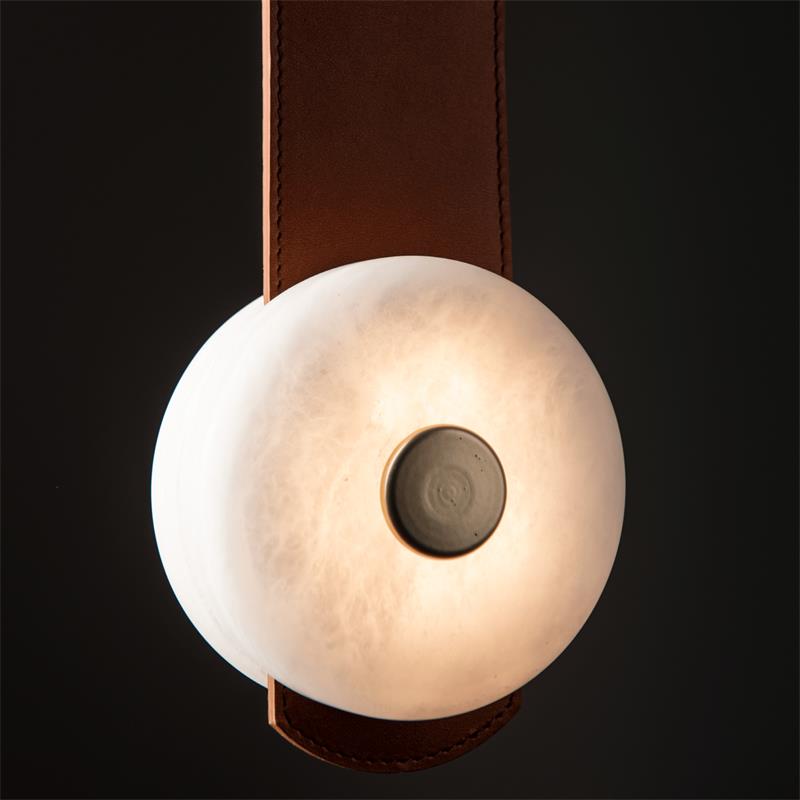 Elvar Leather & Alabaster Floor-to-Ceiling Lamp — product, finish and specification view 9