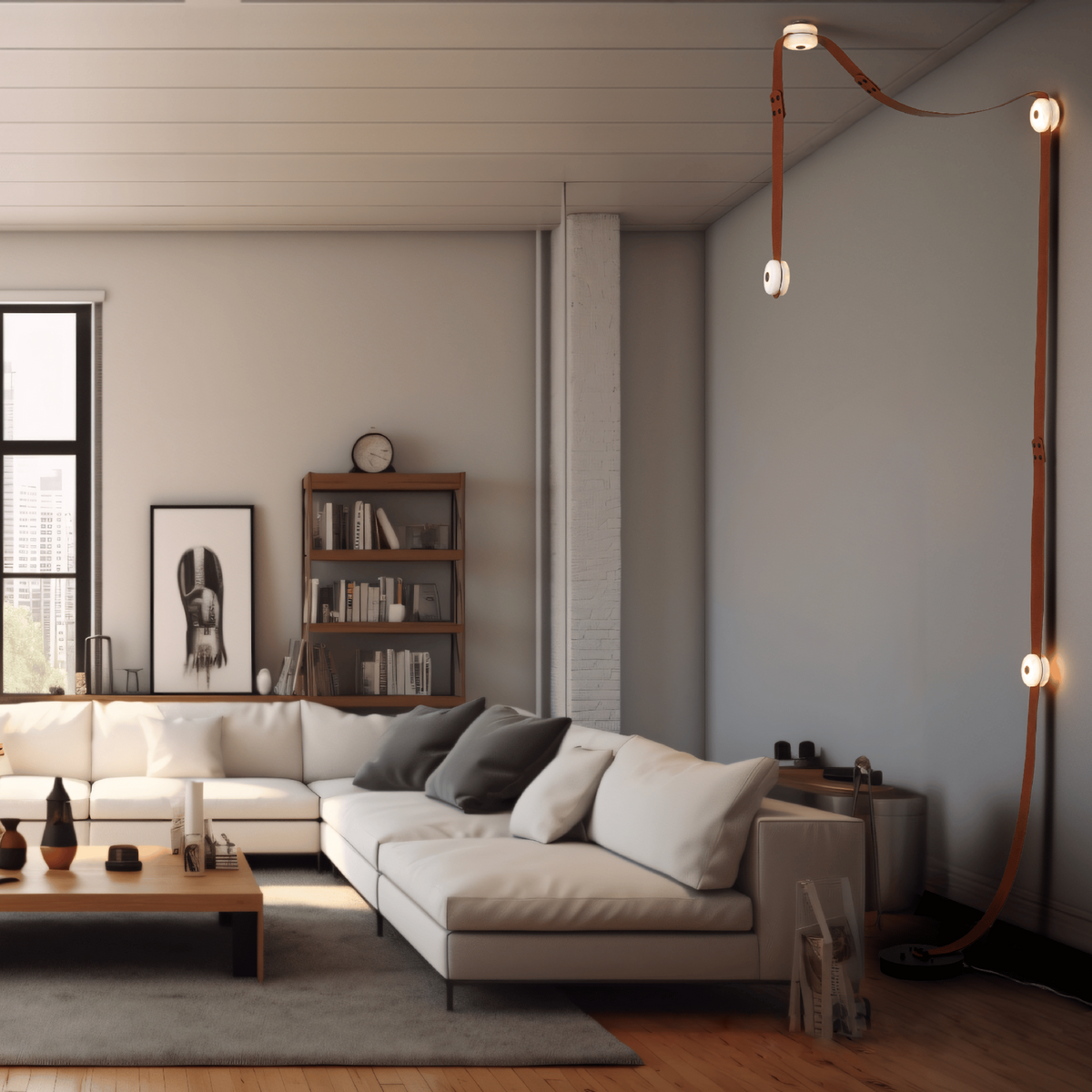 Elvar Leather & Alabaster Floor-to-Ceiling Lamp — product, finish and specification view 10