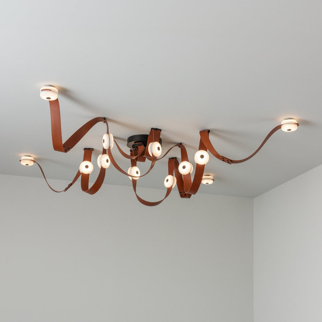 Elvar Leather & Alabaster LED Chandelier — product, finish and specification view 4