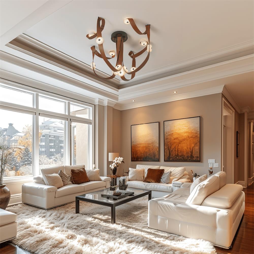 Elvar Leather & Alabaster LED Chandelier — product, finish and specification view 8