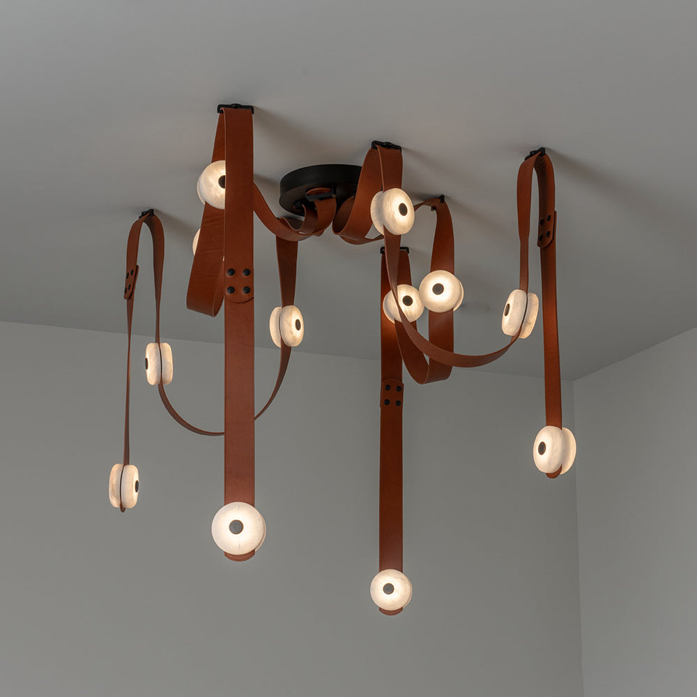 Elvar Leather & Alabaster LED Chandelier — product, finish and specification view 9
