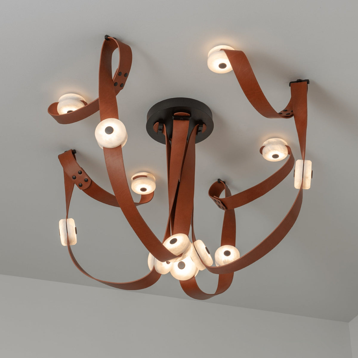 Elvar Leather & Alabaster LED Chandelier — product, finish and specification view 10