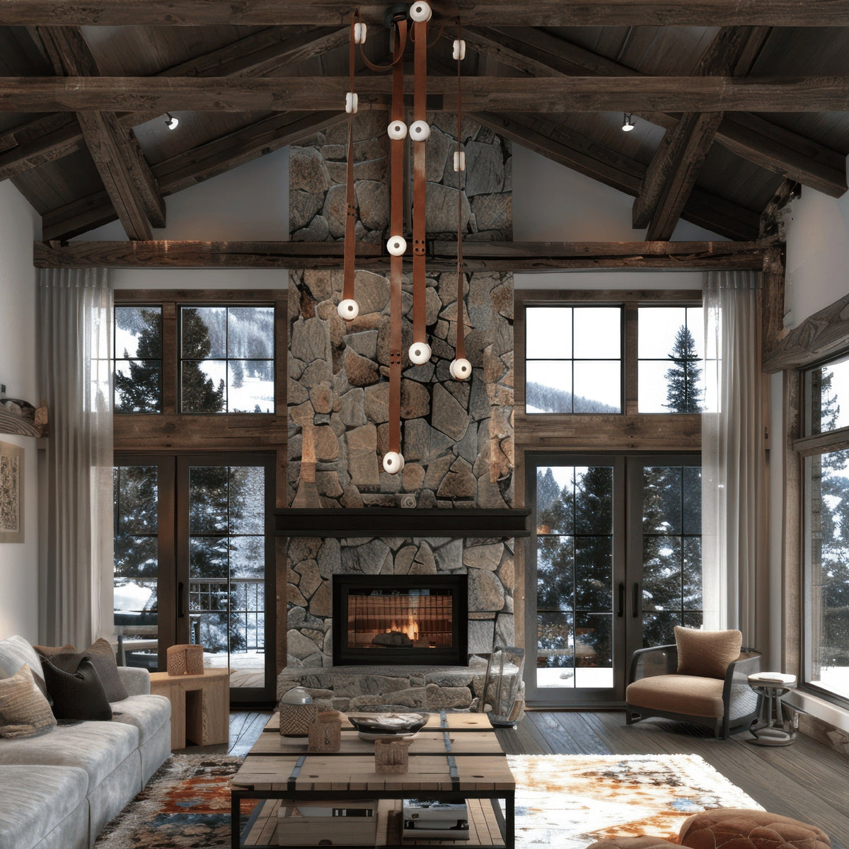 Elvar Leather & Alabaster LED Chandelier — product, finish and specification view 12