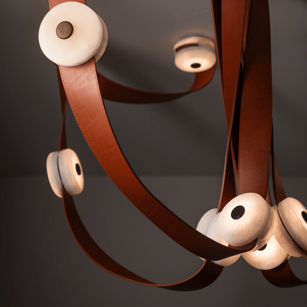 Elvar Leather & Alabaster LED Chandelier — product, finish and specification view 15
