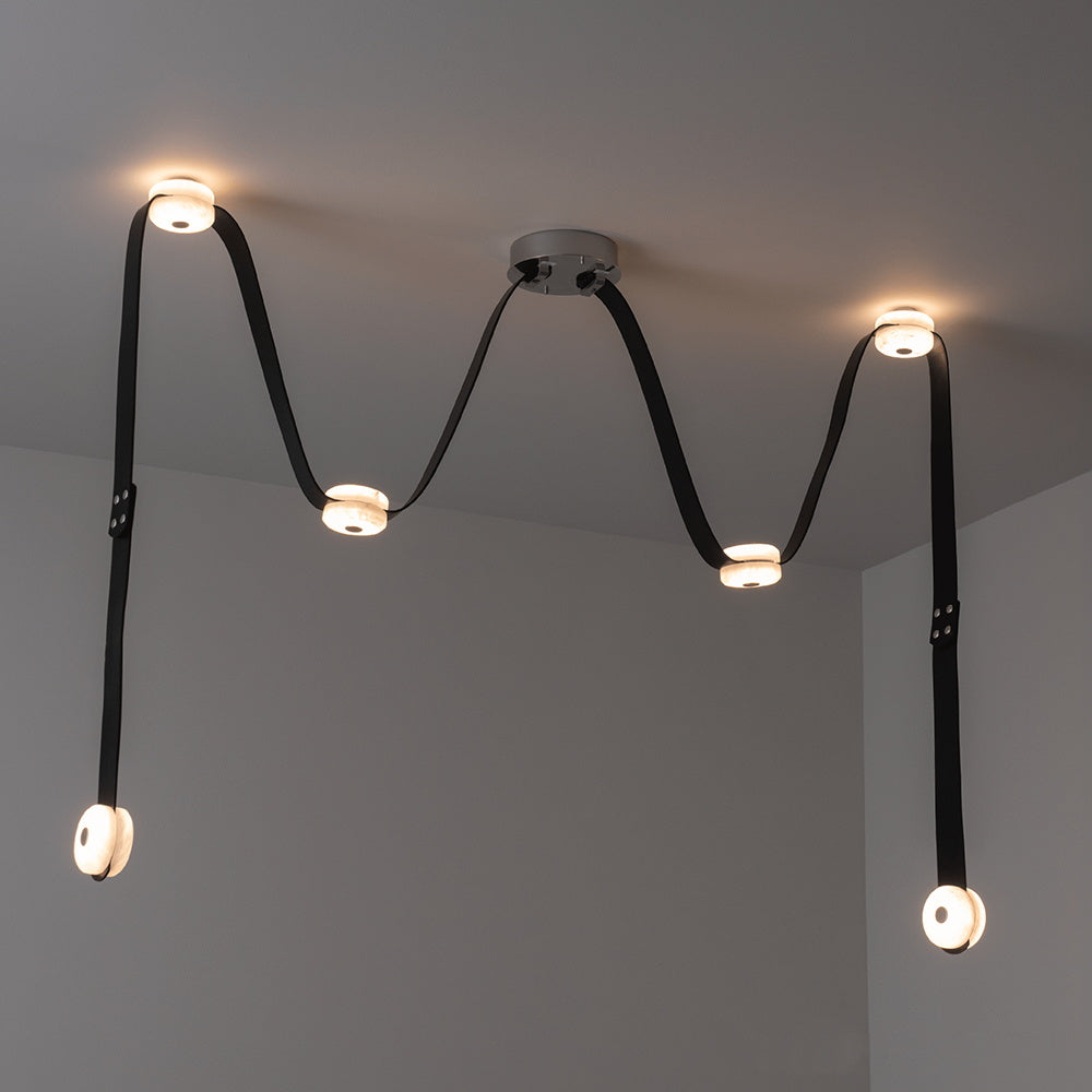 Elvar Leather & Alabaster LED Chandelier — product, finish and specification view 18