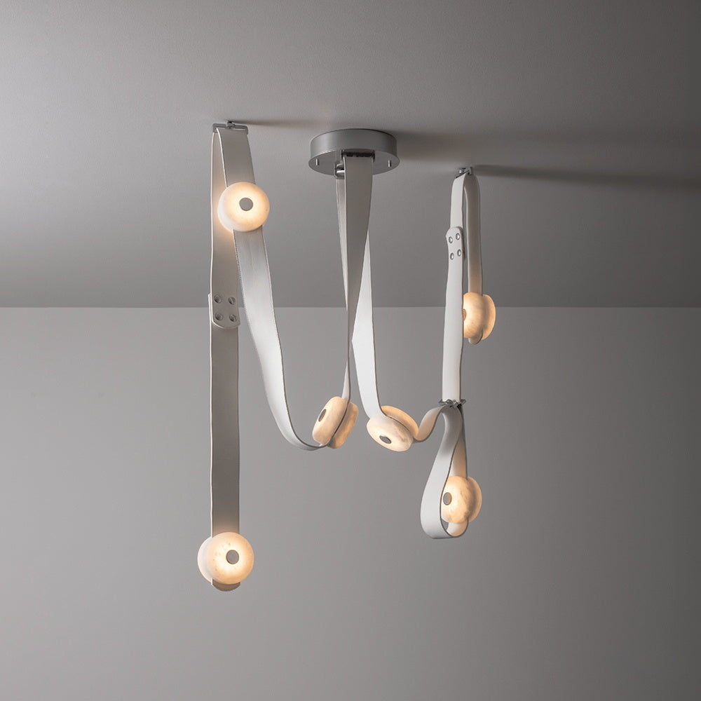 Elvar Leather & Alabaster LED Chandelier — product, finish and specification view 24