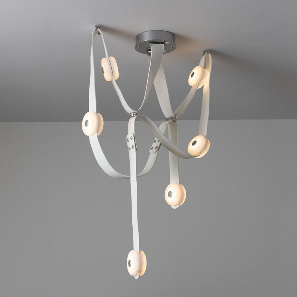 Elvar Leather & Alabaster LED Chandelier — product, finish and specification view 25