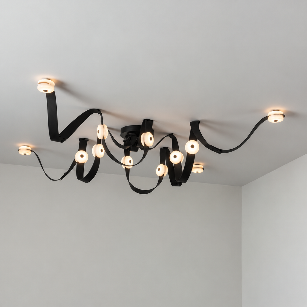 Elvar Leather & Alabaster LED Chandelier — product, finish and specification view 28