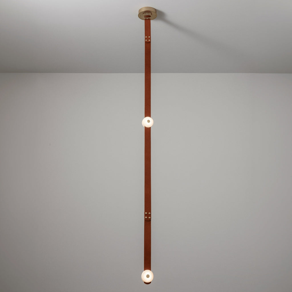 Elvar Leather & Alabaster LED Pendant Light — product, finish and specification view 8