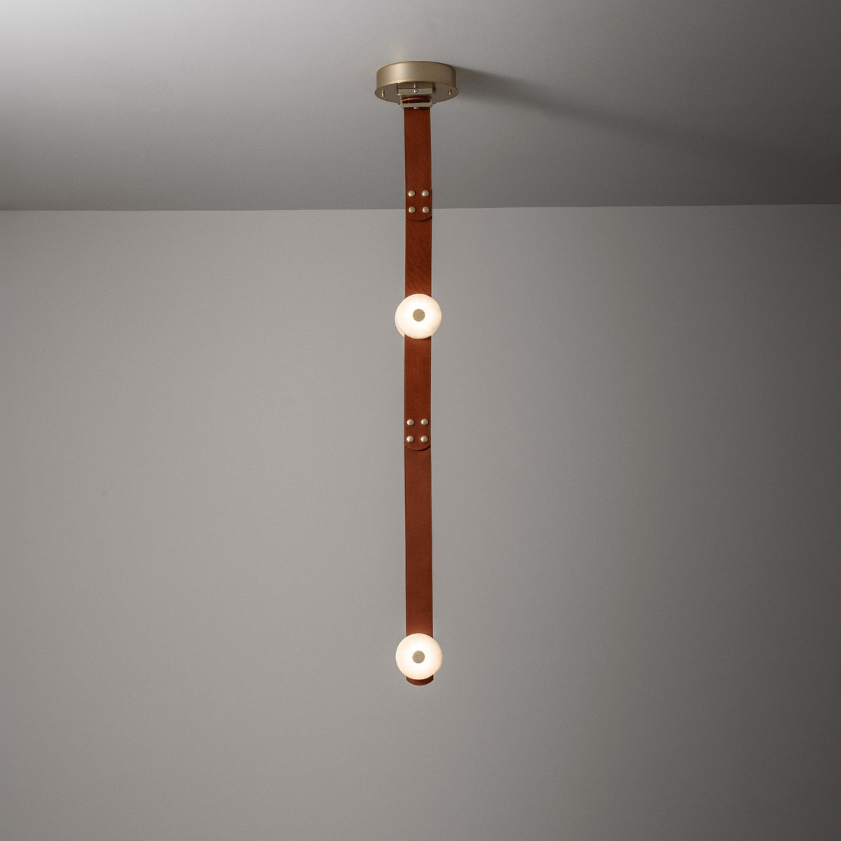 Elvar Leather & Alabaster LED Pendant Light — product, finish and specification view 11