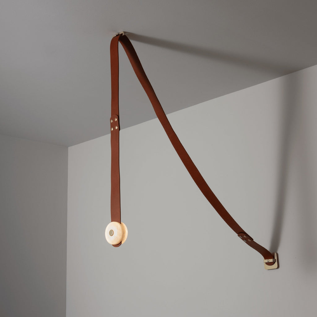 Elvar Leather & Alabaster LED Pendant Light — product, finish and specification view 12