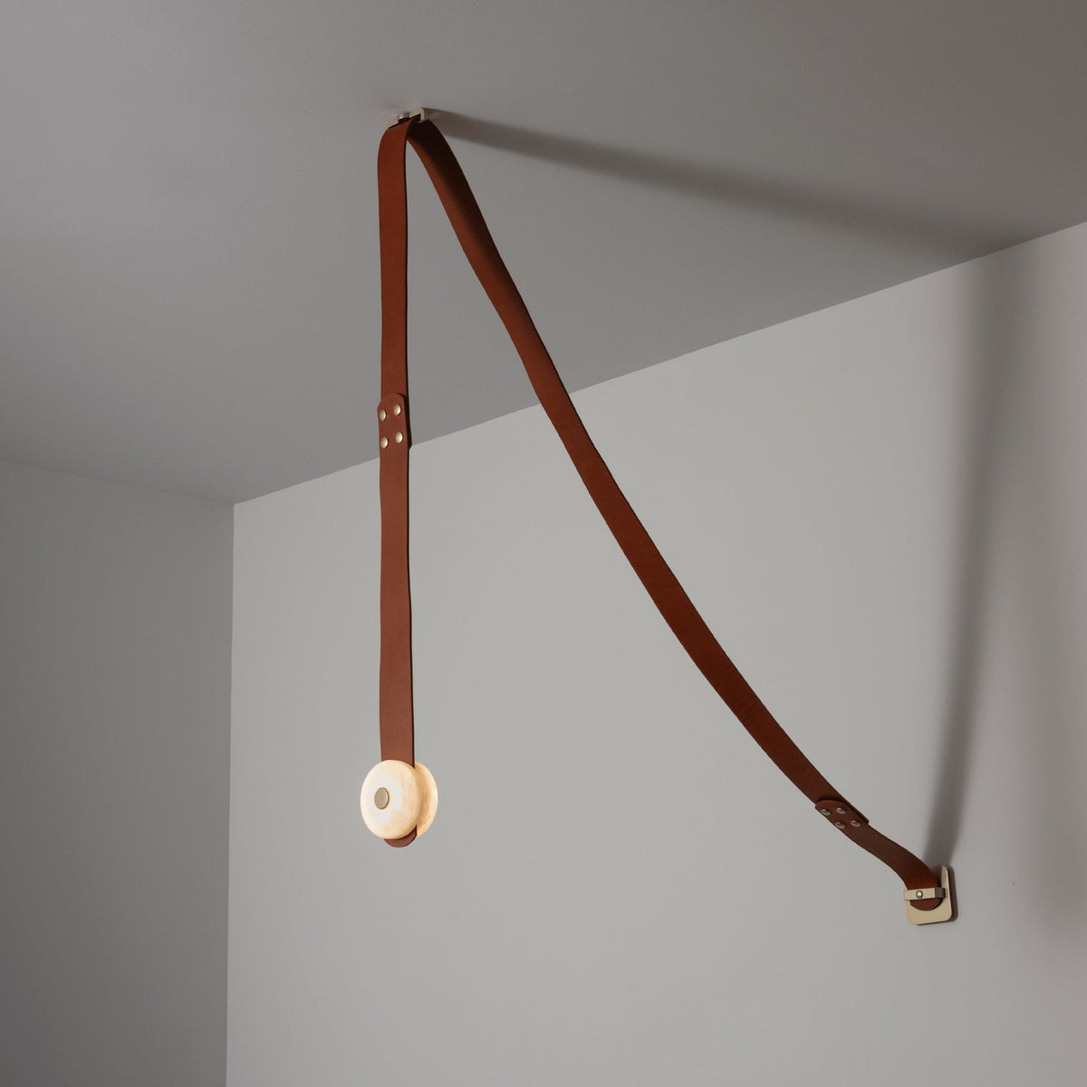Elvar Leather & Alabaster LED Pendant Light — product, finish and specification view 12