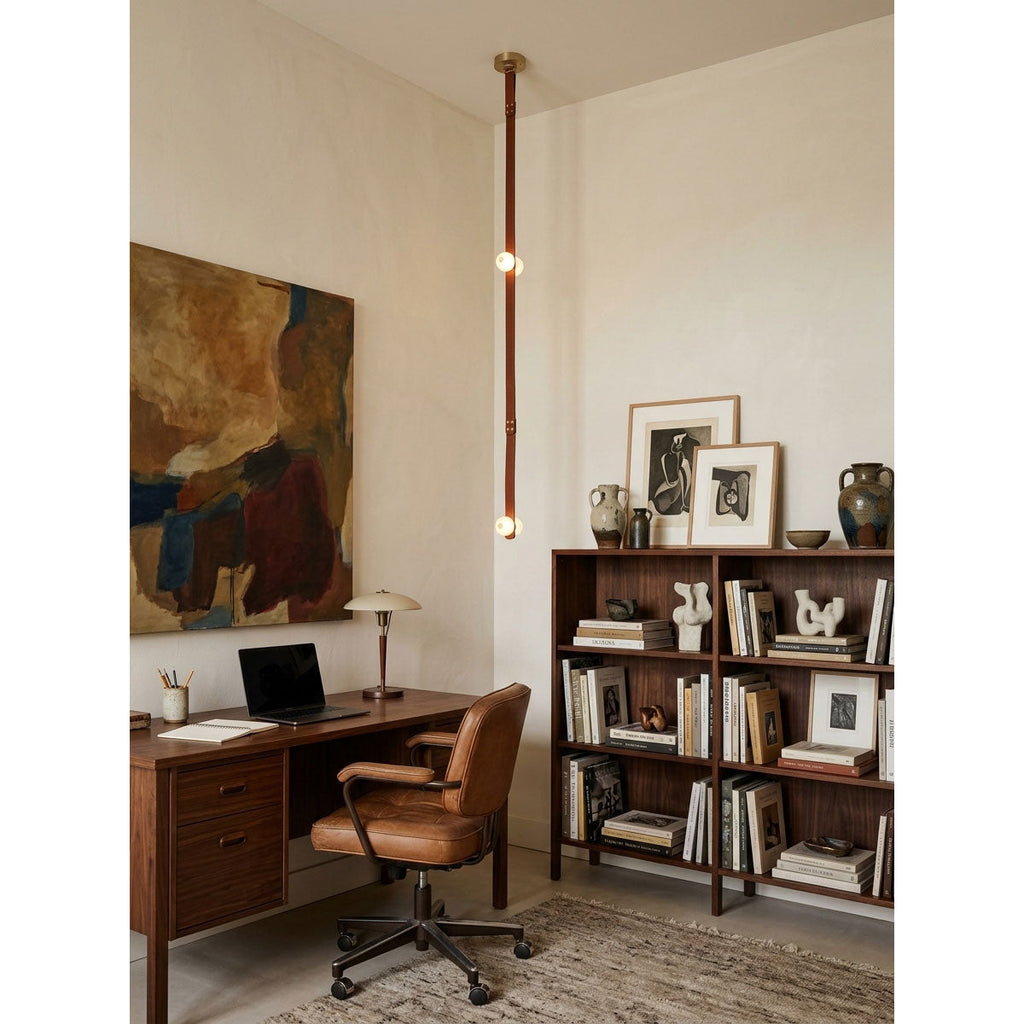 Elvar Leather & Alabaster LED Pendant Light — product, finish and specification view 15