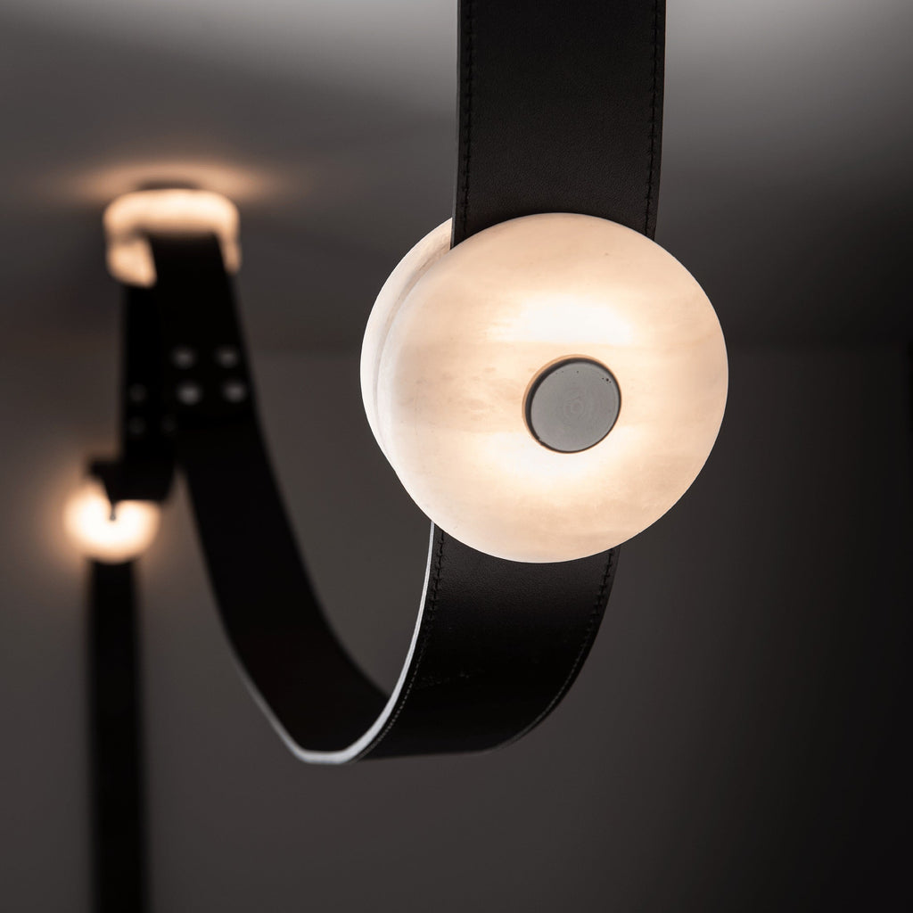 Elvar Leather & Alabaster LED Pendant Light — product, finish and specification view 17