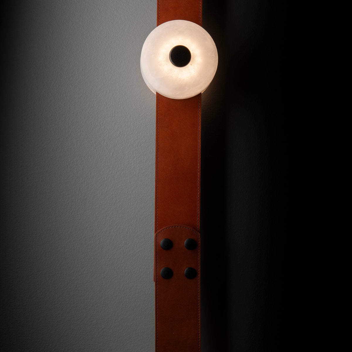 Elvar Leather & Alabaster LED Pendant Light — product, finish and specification view 22