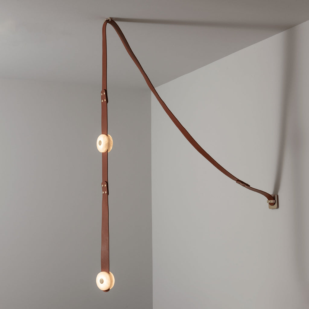 Elvar Leather & Alabaster LED Pendant Light — product, finish and specification view 23