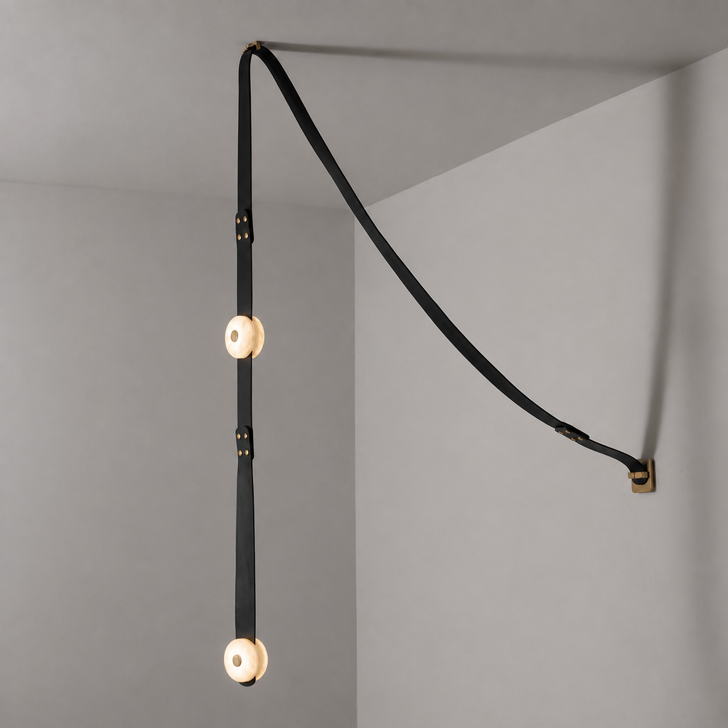 Elvar Leather & Alabaster LED Pendant Light — product, finish and specification view 27