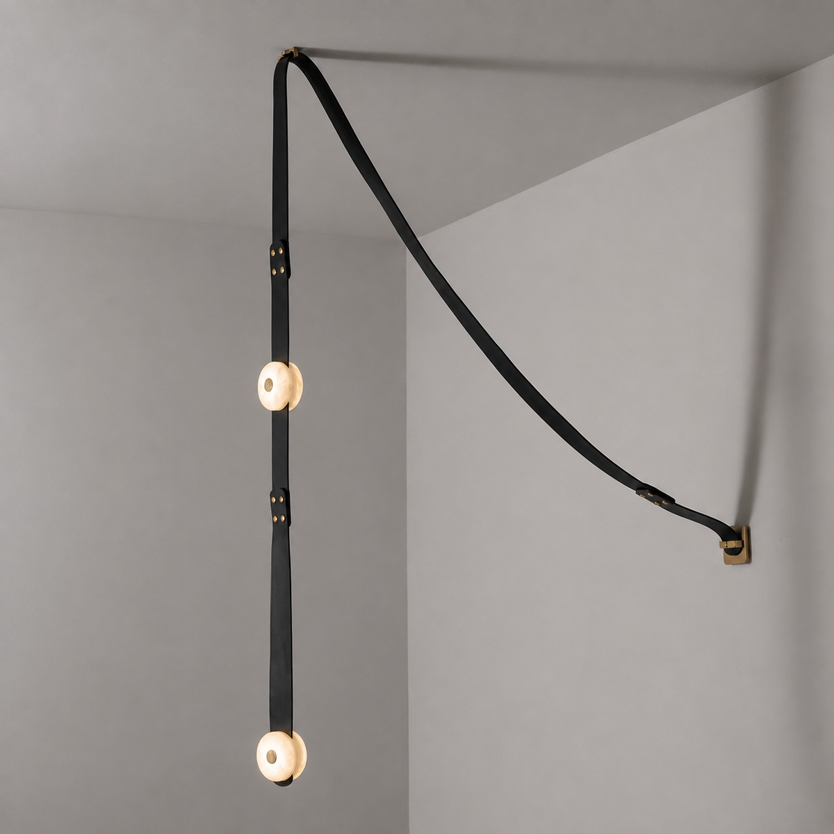 Elvar Leather & Alabaster LED Pendant Light — product, finish and specification view 27