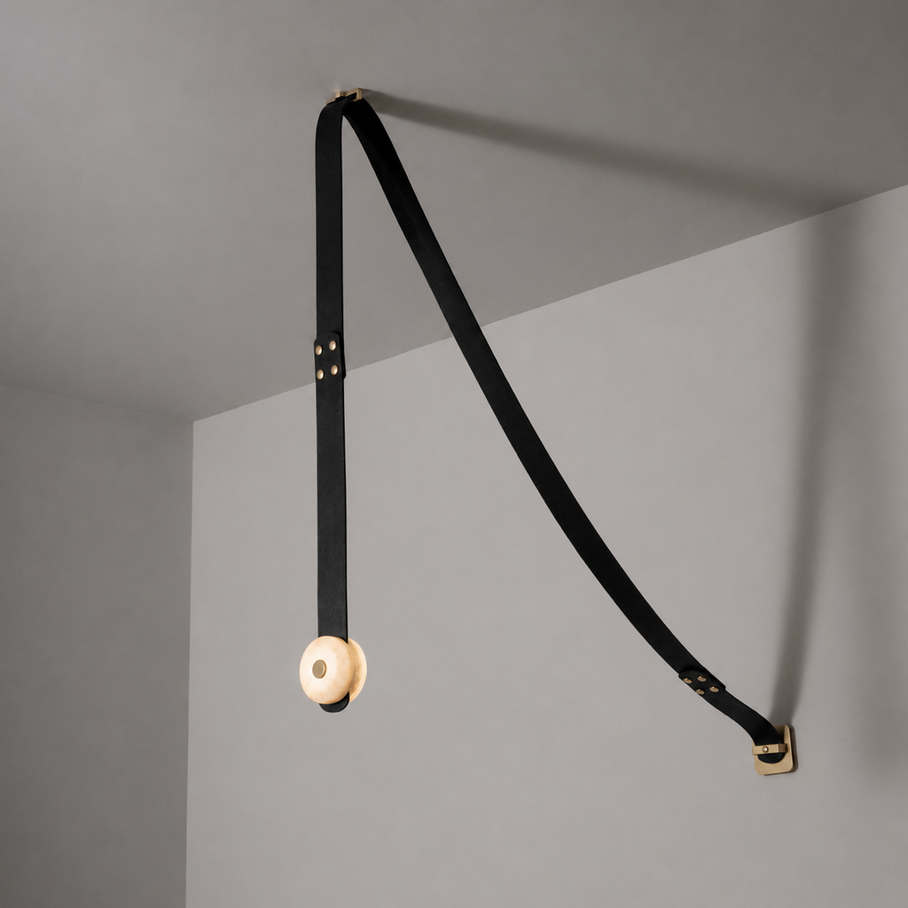 Elvar Leather & Alabaster LED Pendant Light — product, finish and specification view 28