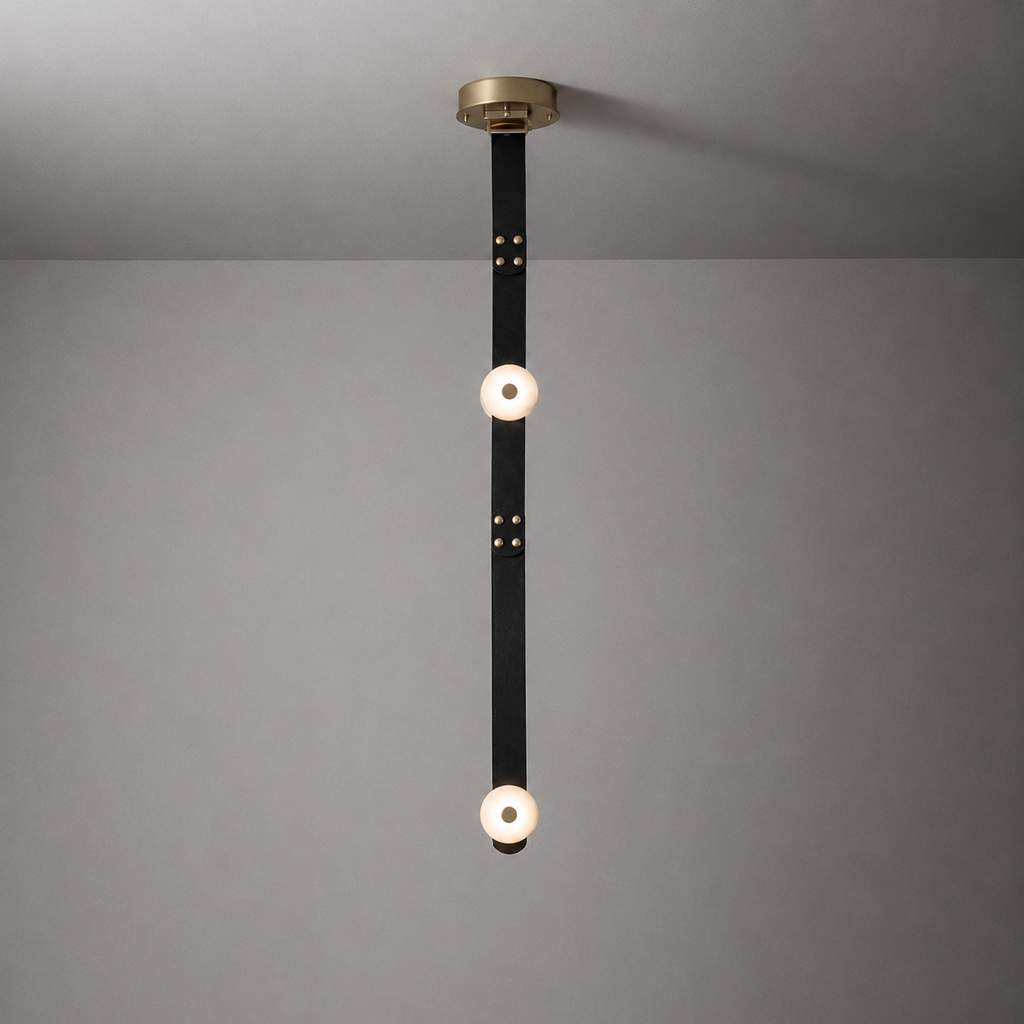 Elvar Leather & Alabaster LED Pendant Light — product, finish and specification view 30